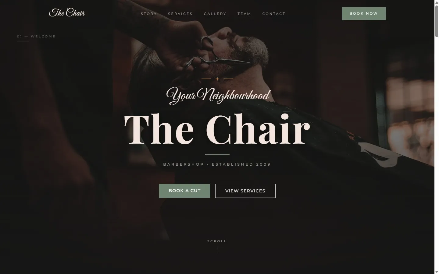 The Chair: Barbershop Landing Page - Hero